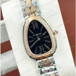 Bvlgari Serpenti 35 mm 102123 Serpenti Rose Cift Renk Siyah Bileklik Super Clone ETA Saat kırp kapak