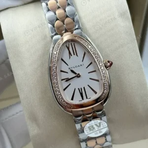 Bvlgari Serpenti 35 mm 102123 Serpenti Rose Cift Renk Beyaz Kadran Super Clone ETA Saat kırp kapak