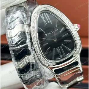 Bvlgari Serpenti 35 mm 102123 Serpenti Celik Siyah Kadran Uzun Super Clone ETA Saat kırp kapak