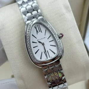 Bvlgari Serpenti 35 mm 102123 Serpenti Celik Beyaz Kadran Super Clone ETA Saat kırp kapak