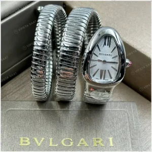 Bvlgari Serpenti 35 mm 102123 Serpenti Celik Beyaz Kadran Cift Tur Super Clone ETA Saat kırp kapak