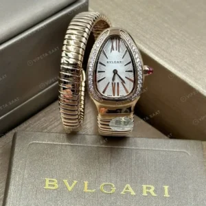 Bvlgari Serpenti 35 mm 102123 Serpenti Celik Beyaz Elmas Tasli Super Clone ETA Saat kırp kapak