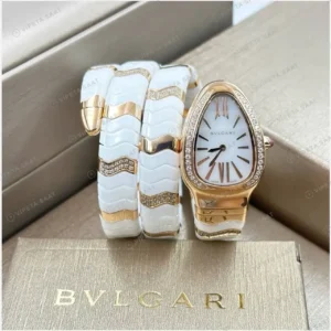 Bvlgari Serpenti 35 mm 102123 Serpenti Beyaz Seramik Kadran Parlak Super Clone ETA Saat kırp kapak