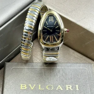 Bvlgari Serpenti 35 mm 102123 Serpenti Altin Siyah Kadran Cift Tur Super Clone ETA Saat kırp kapak