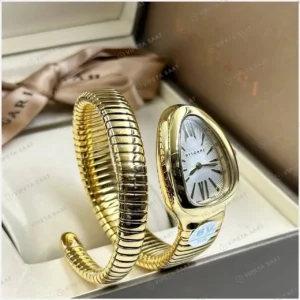 Bvlgari Serpenti 35 mm 102123 Serpenti Altin Cift Renk Siyah Kadran Super Clone ETA Saat kırp kapak