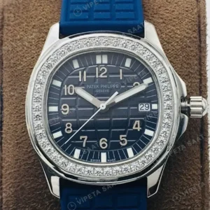 Patek Philippe 38.8 mm Aquanaut Luce Mavi Kadran Tasli Bezel Celik Kaucuk Kordon Super Clone ETA Saat kırp kapak