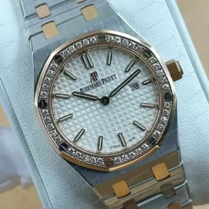 Audemars Piguet Royal Oak Bayan Gümüş Kadranlı İki Renk Super Clone ETA Saat kırp kapak