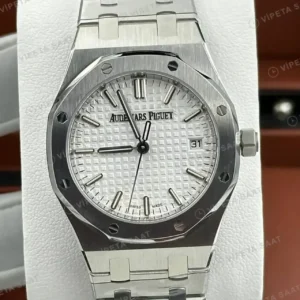 Audemars Piguet Royal Oak Bayan Beyaz Kadranlı Çelik Super Clone ETA Saat kırp kapak