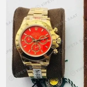 Rolex Daytona Kronograf Kırmızı Kadran Gold 40mm Super Clone ETA Saat kırp kapak