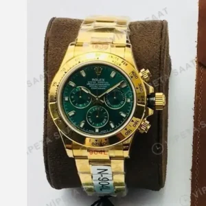 Rolex Daytona Kronograf Yeşil Kadran Gold 40mm Super Clone ETA Saat kırp kapak