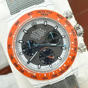 Rolex Daytona Carbon Gri Turuncu 4130 Super Clone ETA Saat kırp kapak