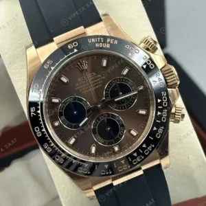 Rolex Daytona 116515LN Everose Siyah Oysterflex 4130 Super Clone ETA Saat kırp kapak