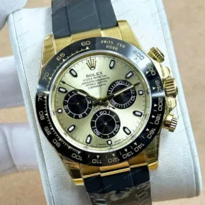 Rolex Daytona 116508 Yellow Gold Champagne Leather 4130 Cosmograph Super Clone ETA Saat kırp kapak