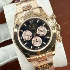 Rolex Daytona 126518LN Yellow Gold Pembe Oysterflex 4131 Super Clone ETA Saat kırp kapak