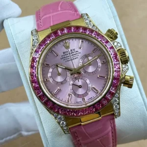 Rolex Daytona 116508 Yellow Gold Pembe Diamond 4130 Super Clone ETA Saat kırp kapak