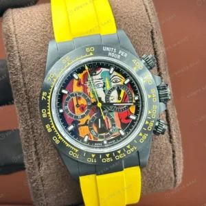 Rolex Daytona Picasso Seramik Sarı Kordon 4130 Super Clone ETA Saat kırp kapak