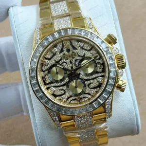 Rolex Daytona 116508 Yellow Gold Champagne Diamond 4130 Oyster Super Clone ETA Saat kırp kapak