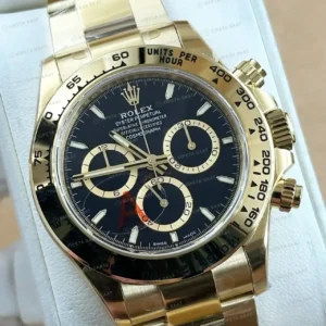 Rolex Daytona 116508 Yellow Gold Siyah 4130 Super Clone ETA Saat kırp kapak