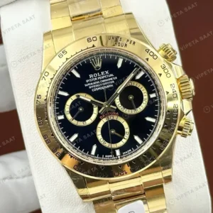 Rolex Daytona 116508 Yellow Gold Siyah 4130 Oyster Super Clone ETA Saat kırp kapak