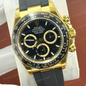 Rolex Daytona 126518LN Yellow Gold Siyah Oysterflex 4131 Super Clone ETA Saat kırp kapak