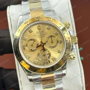 Rolex Daytona 126508 Yellow Gold Champagne Diamond 4131 Super Clone ETA Saat kırp kapak