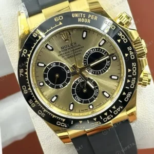 Rolex Daytona 126518LN Yellow Gold Champagne Oysterflex 4131 Cosmograph Super Clone ETA Saat kırp kapak