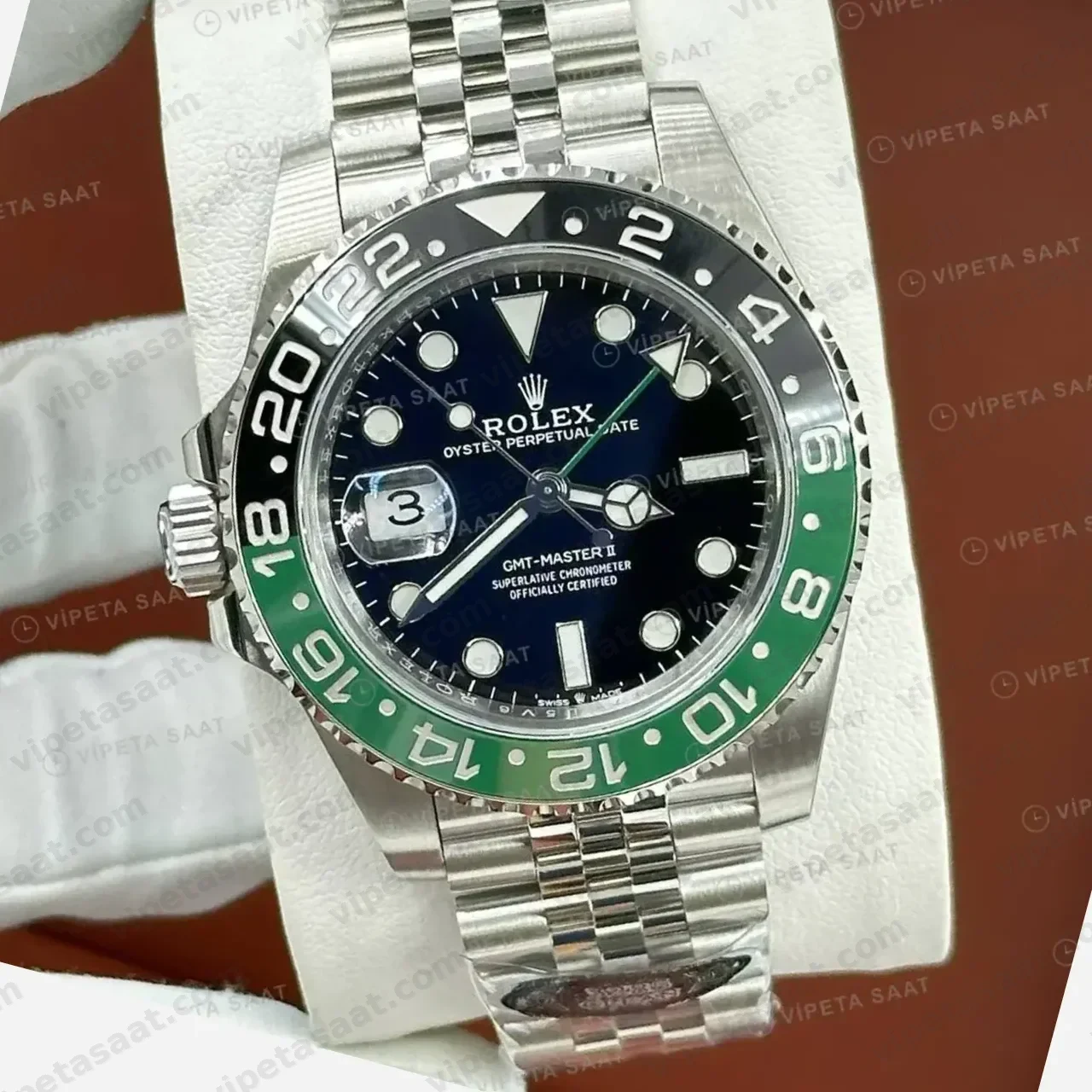 Rolex GMT-Master II 126720VTNR Sprite Jubilee Super Clone ETA Saat Detay Görsel 1