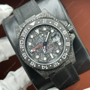Rolex GMT-Master II Karbon Kasa Gümüş Pave Kadran Super Clone ETA Saat kırp kapak