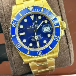 Rolex Submariner 126610LN 41 mm Mavi Kadranlı Sarı Altın Super Clone ETA Saat kırp kapak