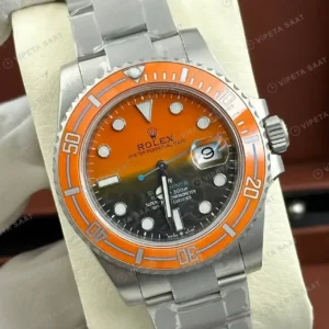 Rolex Submariner 126610LN 41 mm Turuncu Kadranlı Super Clone ETA Saat kırp kapak