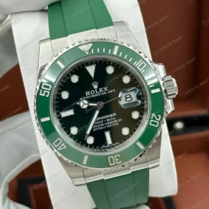 Rolex Submariner 126610LN 41 mm Yeşil Kadranlı Oysterflex Super Clone ETA Saat kırp kapak