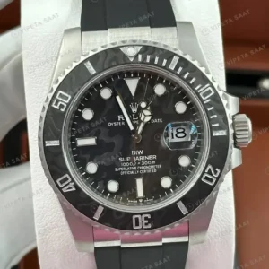 Rolex Submariner 126603 41 mm Siyah Kadranlı Oysterflex Titanyum Kasa Karbon Bezel Super Clone ETA Saat kırp kapak