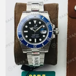 Rolex Submariner Siyah Kadran Mavi Bezel Çelik 40mm Super Clone ETA Saat kırp kapak