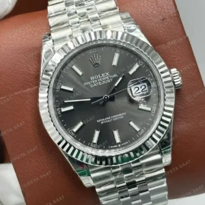 Rolex Datejust 41 mm 126334 Rhodium Kadranlı Jubilee Bilezik Fluted (Yivli) Bezel 3235 Super Clone ETA Saat kırp kapak