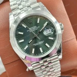 Rolex Datejust 41 mm 126300 Mint Yeşil Kadranlı Jubilee Bilezik Smooth (Düz) Bezel 3235 Super Clone ETA Saat kırp kapak