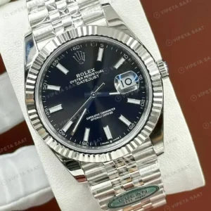 Rolex Datejust 41 mm 126334 Siyah Kadranlı Jubilee Bilezik Fluted (Yivli) Bezel 3235 Super Clone ETA Saat kırp kapak