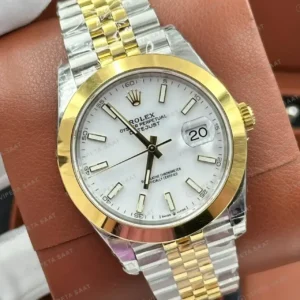 Rolex Datejust 41 mm 126303 Beyaz Kadranlı Jubilee Bilezik Smooth (Düz) Bezel 3235 Super Clone ETA Saat kırp kapak