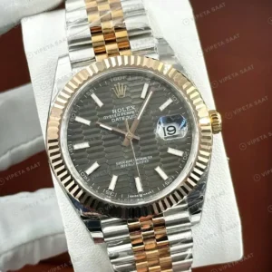 Rolex Datejust 41 mm 126331 Fluted Motif Rhodium Kadranlı Jubilee Bilezik Fluted (Yivli) Bezel 3235 Super Clone ETA Saat kırp kapak