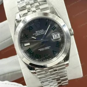 Rolex Datejust 41 mm 126300 Wimbledon Rhodium Kadranlı Jubilee Bilezik Smooth (Düz) Bezel 3235 Super Clone ETA Saat kırp kapak
