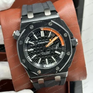Audemars Piguet 15710ST Siyah Kadranlı Dalış Kauçuk Turuncu Super Clone ETA Saat kırp kapak