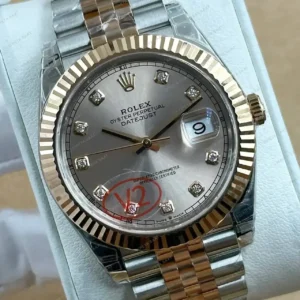 Rolex Datejust 41 mm 126333 Two Tone Rose Dial Jubilee Super Clone ETA Saat kırp kapak
