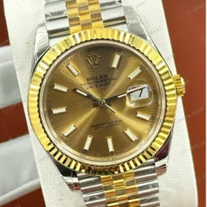 Rolex Datejust 41 mm 126333 Şampanya Kadranlı Jubilee Bilezik Fluted (Yivli) Bezel 3235 Super Clone ETA Saat kırp kapak