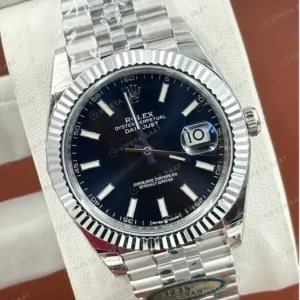 Rolex Datejust 41 mm 126334 Lacivert Kadranlı Jubilee Bilezik Fluted (Yivli) Bezel 3235 Super Clone ETA Saat kırp kapak