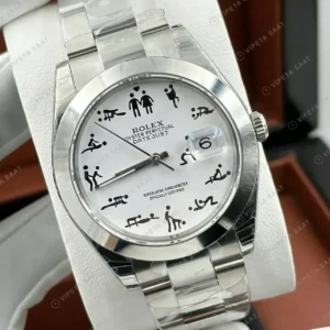 Rolex Datejust 41 mm 126300 Roma Rakamlı Beyaz Kadranlı Oyster Bilezik Smooth (Düz) Bezel 3235 Super Clone ETA Saat kırp kapak