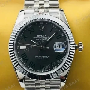 Rolex Datejust 41 mm 126334 Wimbledon Rhodium Kadranlı Oyster Bilezik Fluted (Yivli) Bezel 3235 Super Clone ETA Saat kırp kapak