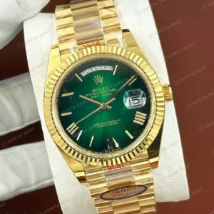 Rolex Day-Date 40 228238 Yeşil Roma Kadran Sarı Altın President Super Clone Eta Saat kırp kapak