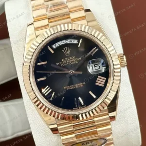 Rolex Day-Date 40 228235 Mavi Kadran Everose President Super Clone Eta Saat kırp kapak