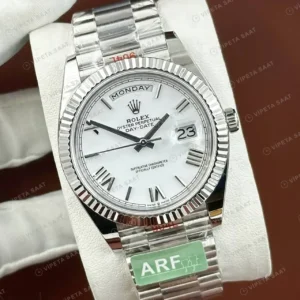 Rolex Day-Date 40 228238 Beyaz Roma Kadran Sarı Altın President Super Clone Eta Saat kırp kapak
