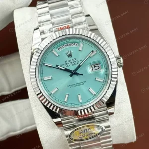 Rolex Day-Date 40 228238 Turkuaz Kadran President Super Clone Eta Saat kırp kapak