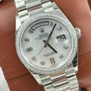 Rolex Day-Date 128238 36 mm Sedef Kadranlı President Pırlanta Super Clone ETA Saat kırp kapak